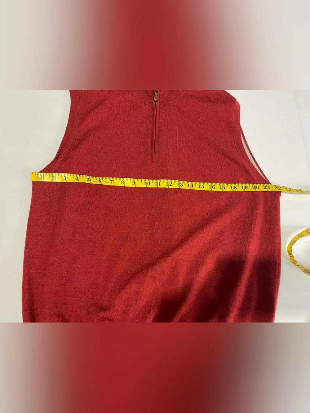 Peter Millar Maroon Italian Merino Wool Quarter-Zip Sweater Vest Large